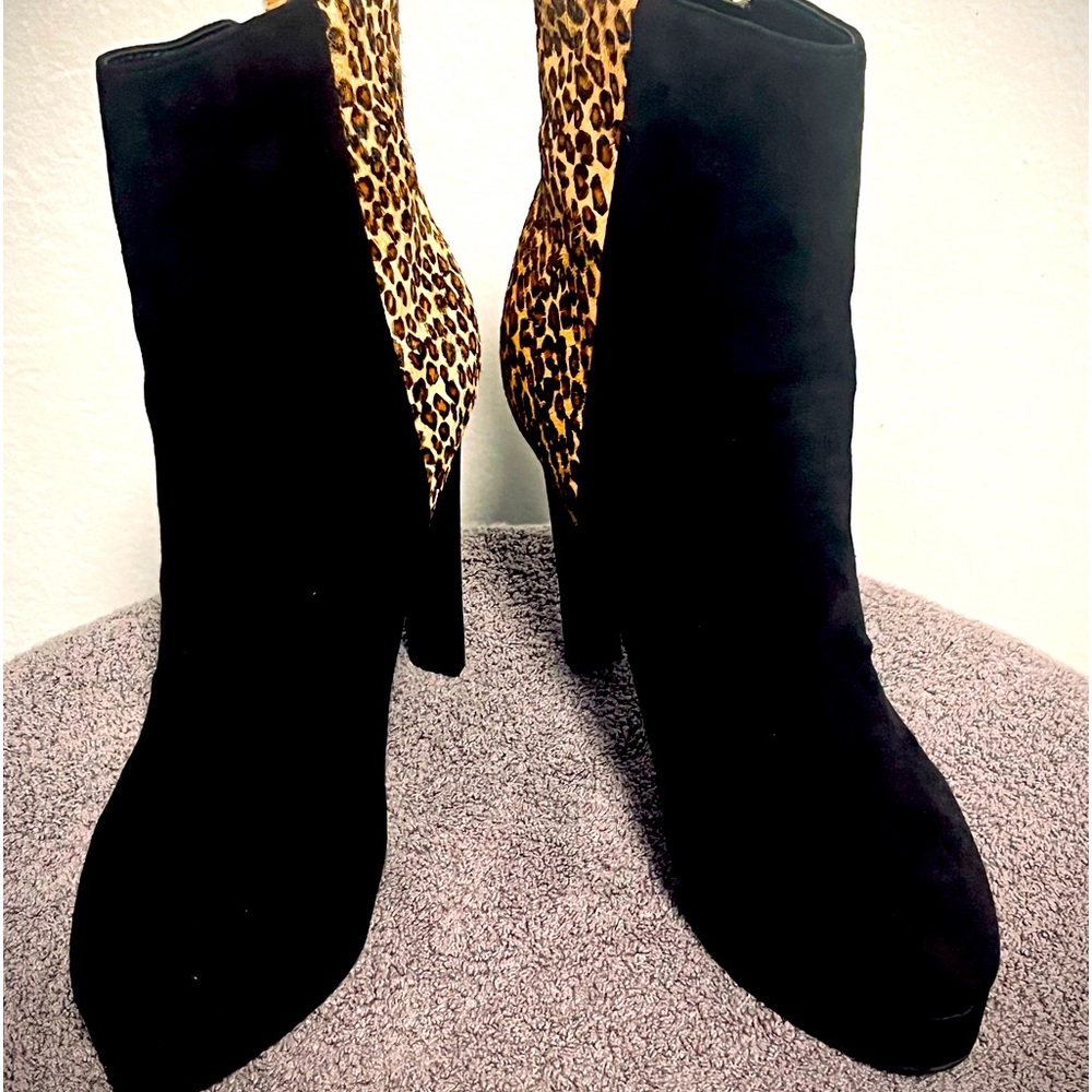 Women’s Guess Black Multi Fabric (leopard) High Heel Booties